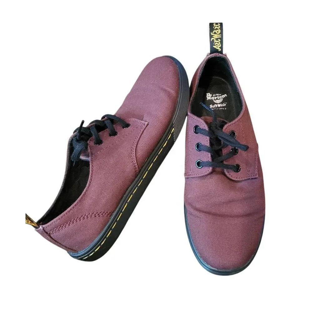 Doc Martens Sneakers Women's 8 Maroon Santanita Canvas Low Top Comfort Fashion